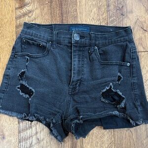 Aeropostale Black Distressed Denim Cutoff Shorts